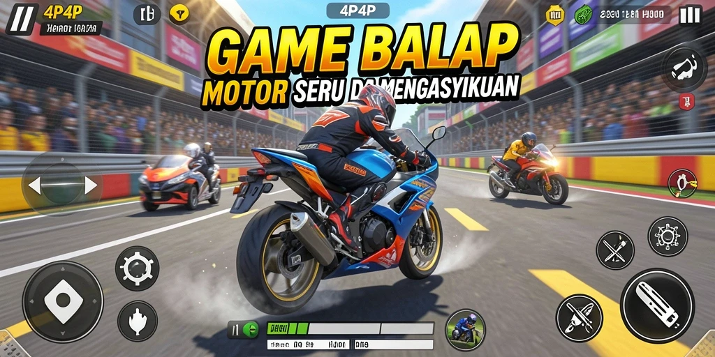 Gameplay seru dari 4P4P di lintasan balap.