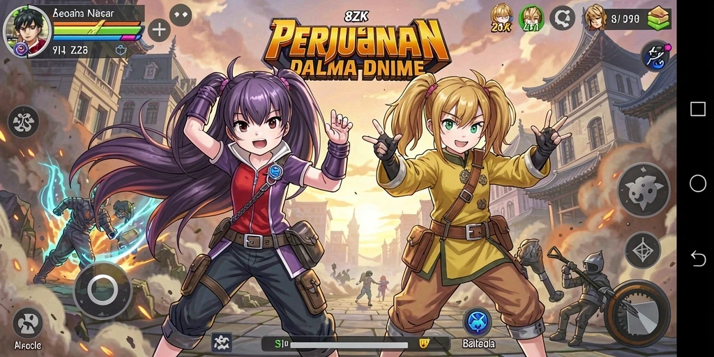 Tangkapan layar gameplay 8ZK yang menampilkan karakter anime dalam aksi.