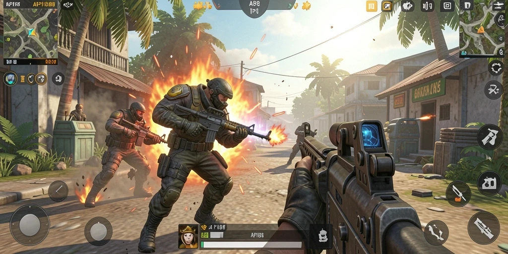 Tampilan gameplay seru dari API88 dalam pertempuran TPS.
