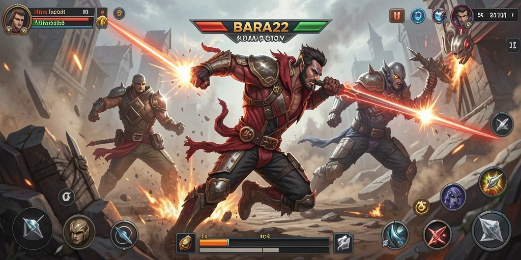 Screenshot gameplay dari BARA22 yang menampilkan aksi dan pertarungan seru.