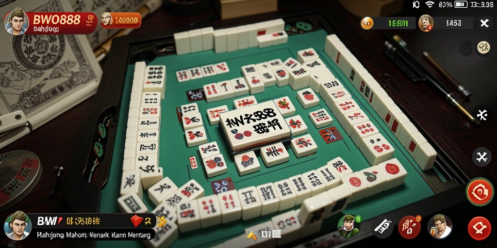 Screenshot gameplay BWO888 menampilkan serunya permainan Mahjong.