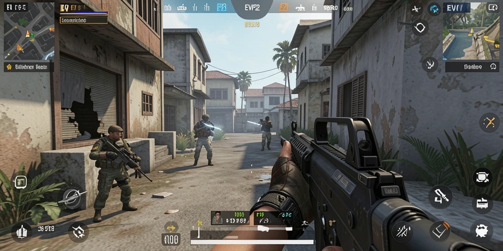 Screenshot utama EVIP2 menampilkan aksi seru gameplay FPS.