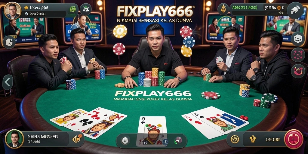 Screenshot gameplay FIXPLAY666 yang menunjukkan keseruan permainan poker.
