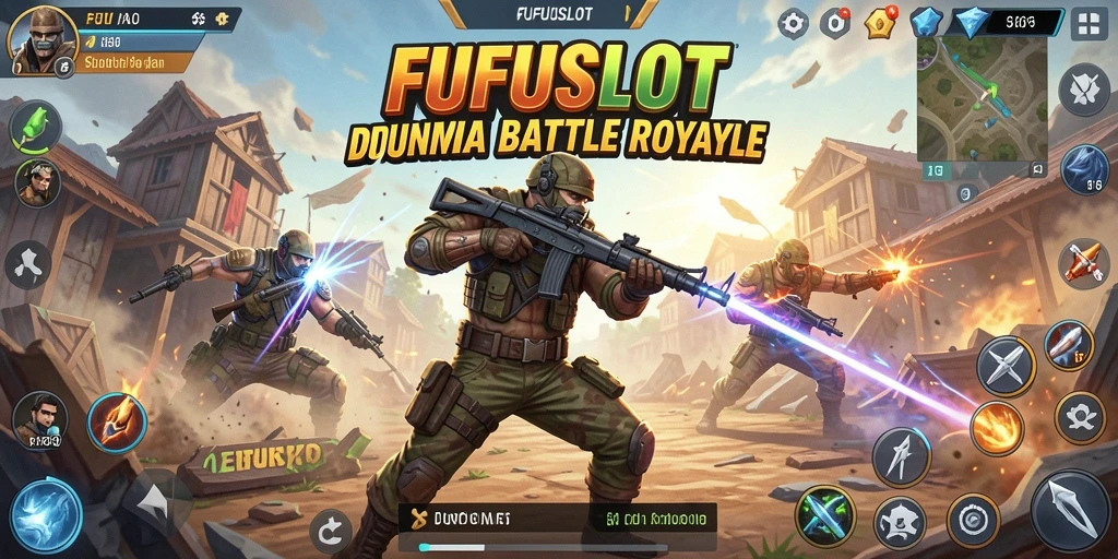 Screenshot FUFUSLOT menunjukkan aksi seru dalam permainan Battle Royale.