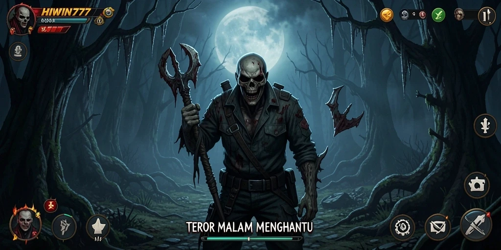 Gameplay mencekam HIWIN777 dengan suasana menyeramkan.