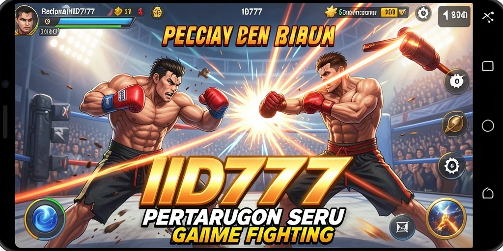 Tangkapan layar dari gameplay menegangkan ID777, menunjukkan aksi pertarungan yang intens.