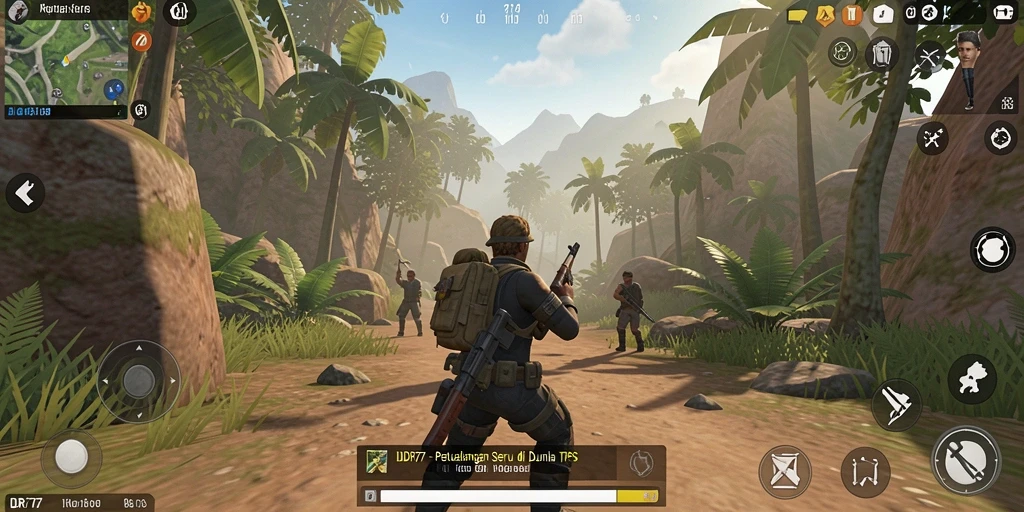 Screenshot gameplay IDR77 menampilkan aksi menegangkan di medan perang TPS.