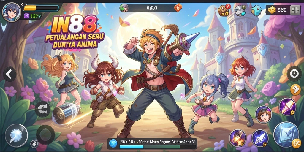 Screenshot menunjukkan pertarungan seru karakter anime dalam IN88.