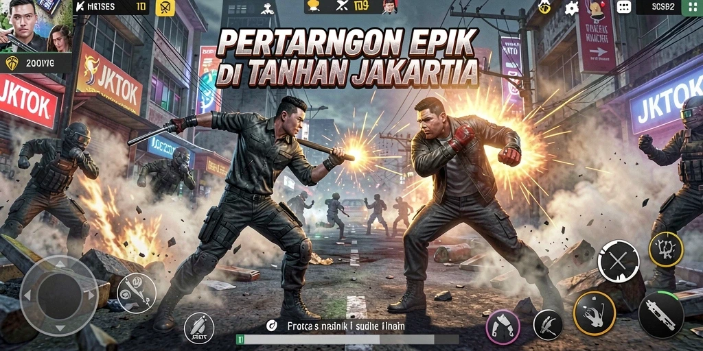 Screenshot JKTOK menampilkan pertarungan seru antar karakter.
