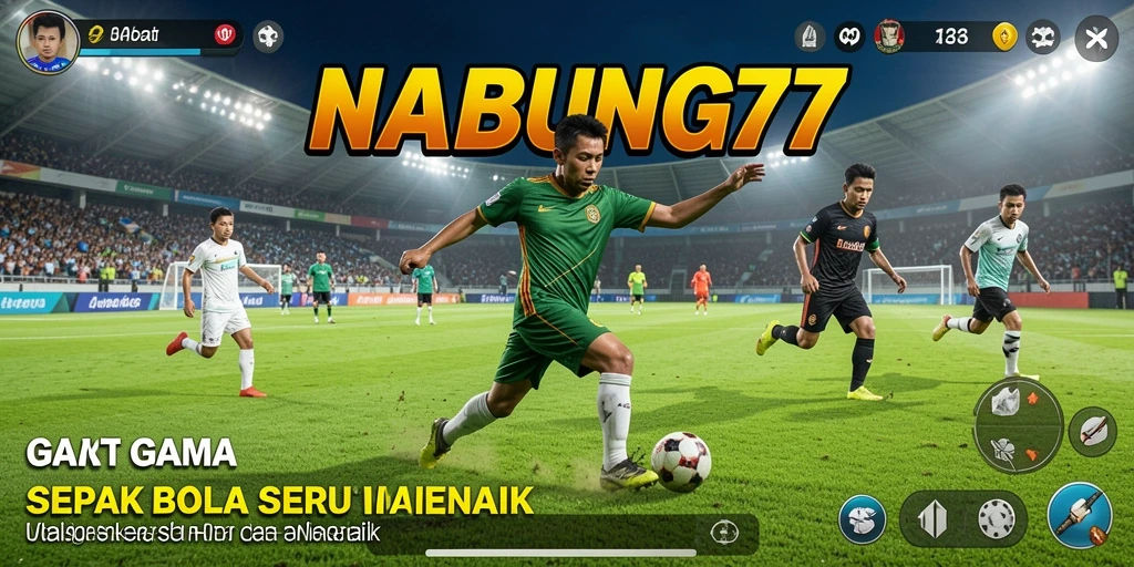 Screenshot gameplay NABUNG77 yang menampilkan pertandingan sepak bola yang seru.