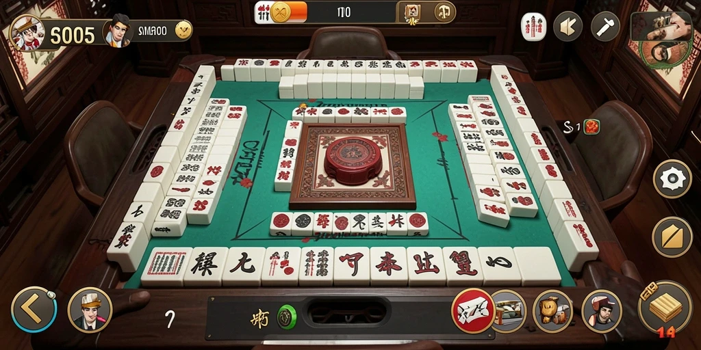 Screenshot gameplay SM605 menunjukkan aksi mencocokkan ubin Mahjong.