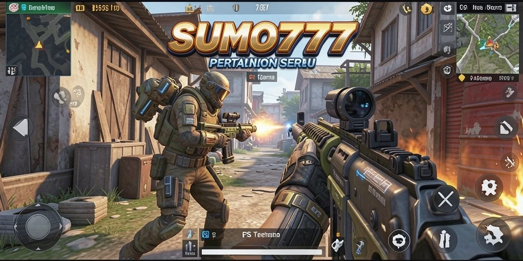 Tampilan gameplay seru dalam pertarungan FPS di SUMO777.