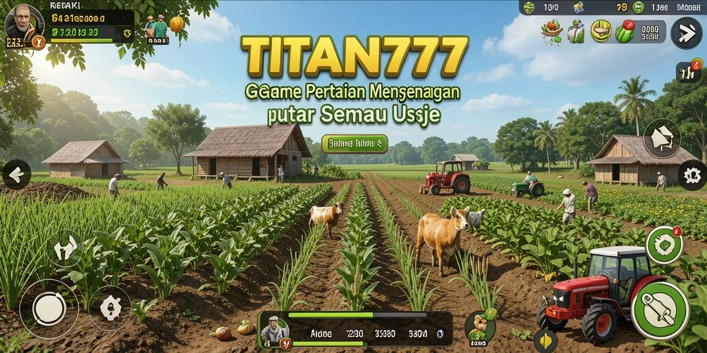 Tampilan menarik dari gameplay TITAN777 dengan aktivitas bertani dan merawat hewan.