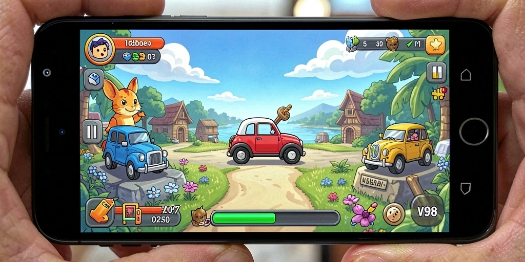 Tampilan gameplay V98 yang menampilkan karakter dan aktivitas Idle.
