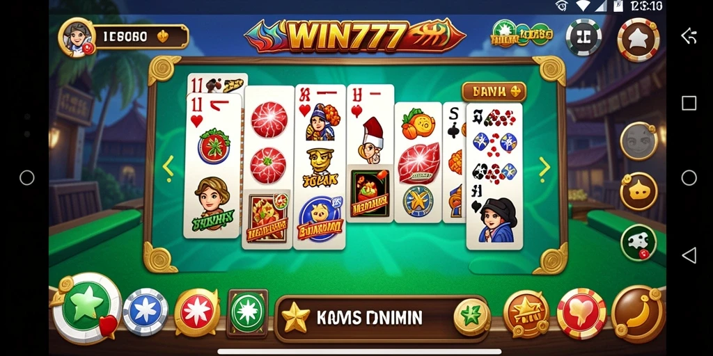 Screenshot gameplay WIN777 menunjukkan suasana seru bermain Domino.